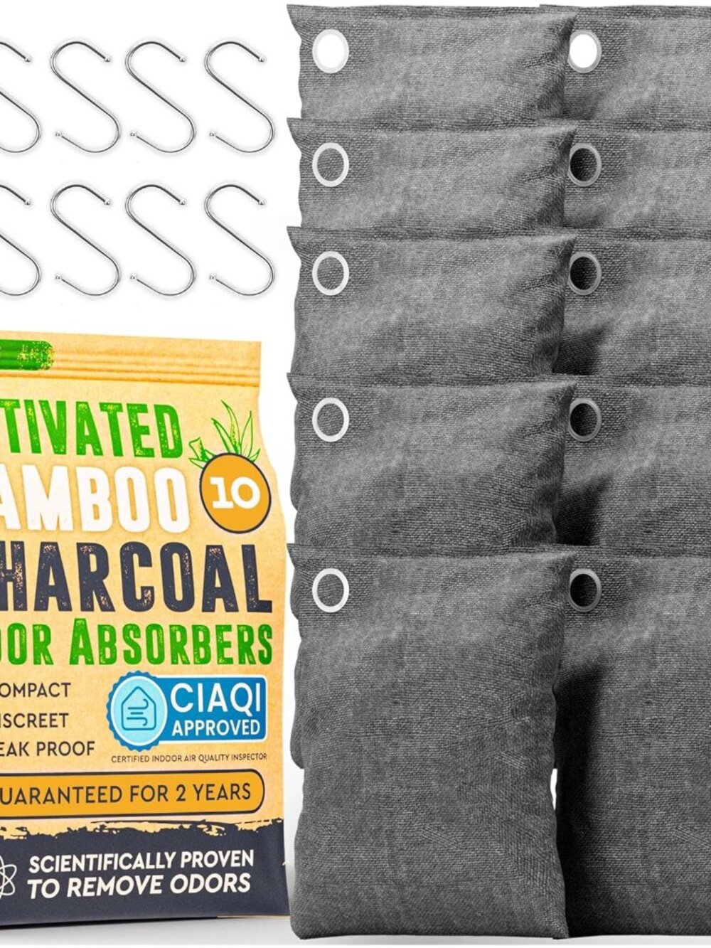 Activated Charcoal Odor Absorber for Strong Odors in Car, Closet, Shoe, Basement